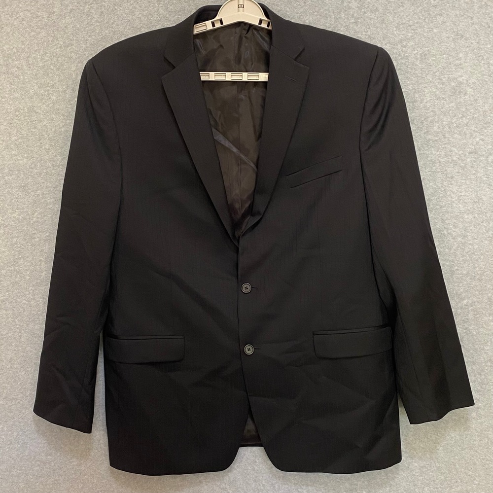 Calvin Klein Men's 46L Blazer Sport Coat Black 100% Wool 2 Button Suit Jacket